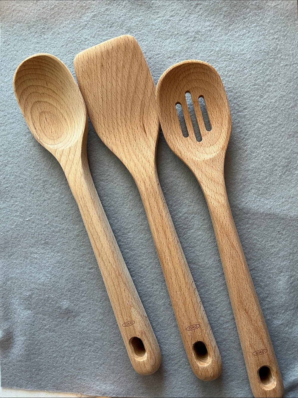 OXO Wooden 3-Piece Cooking Spoon & Spatula Set - Light Natural
